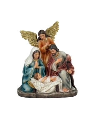 IMAGEM SAGRADA FAMÍLIA 16,5CM DE ALTURA COM ANJO ADORANDO SANTINI