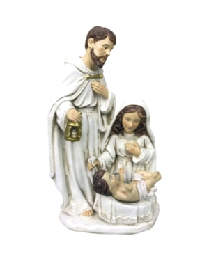 IMAGEM SAGRADA FAMÍLIA 26CM DE ALTURA - BRANCO COM DOURADO