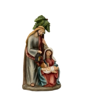 IMAGEM SAGRADA FAMÍLIA 31CM DE ALTURA PINTURA TRADICIONAL COM PALMEIRA SANTINI
