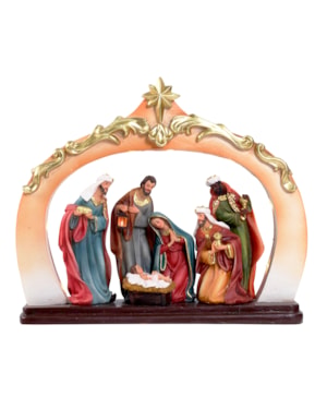 IMAGEM SAGRADA FAMÍLIA C/ LUZ 19CM DE ALTURA COM REIS MAGOS SANTINI