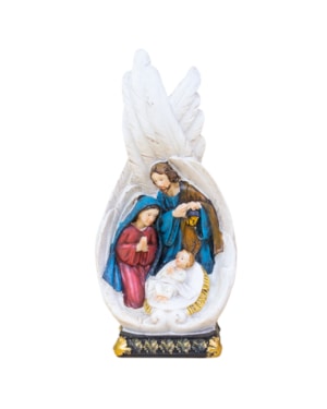 IMAGEM SAGRADA FAMÍLIA COM ANJO 18CM DE ALTURA