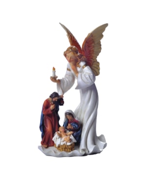 IMAGEM SAGRADA FAMÍLIA COM ANJO 20CM DE ALTURA