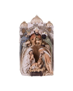 IMAGEM SAGRADA FAMÍLIA COM OS TRES REIS MAGOS E CASTELO 25CM DE ALTURA 3 PEÇAS DE ENCAIXE PINTURA CLASSICA SANTINI