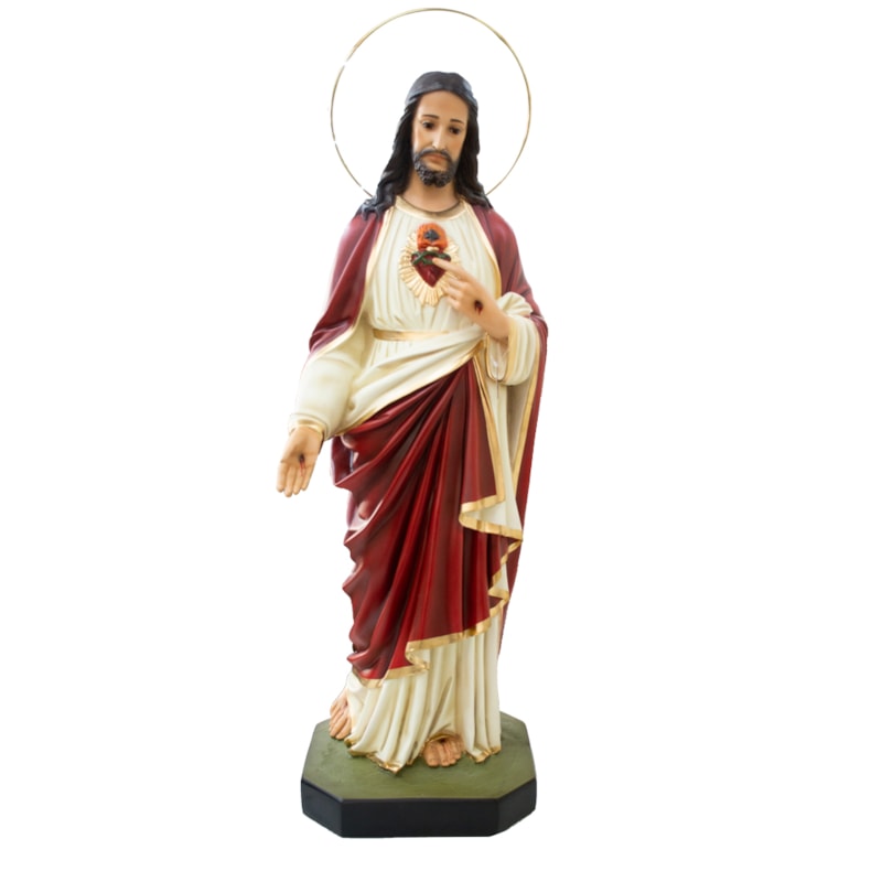 IMAGEM SAGRADO CORAÇÃO DE JESUS 105CM COM OLHO VIDRO