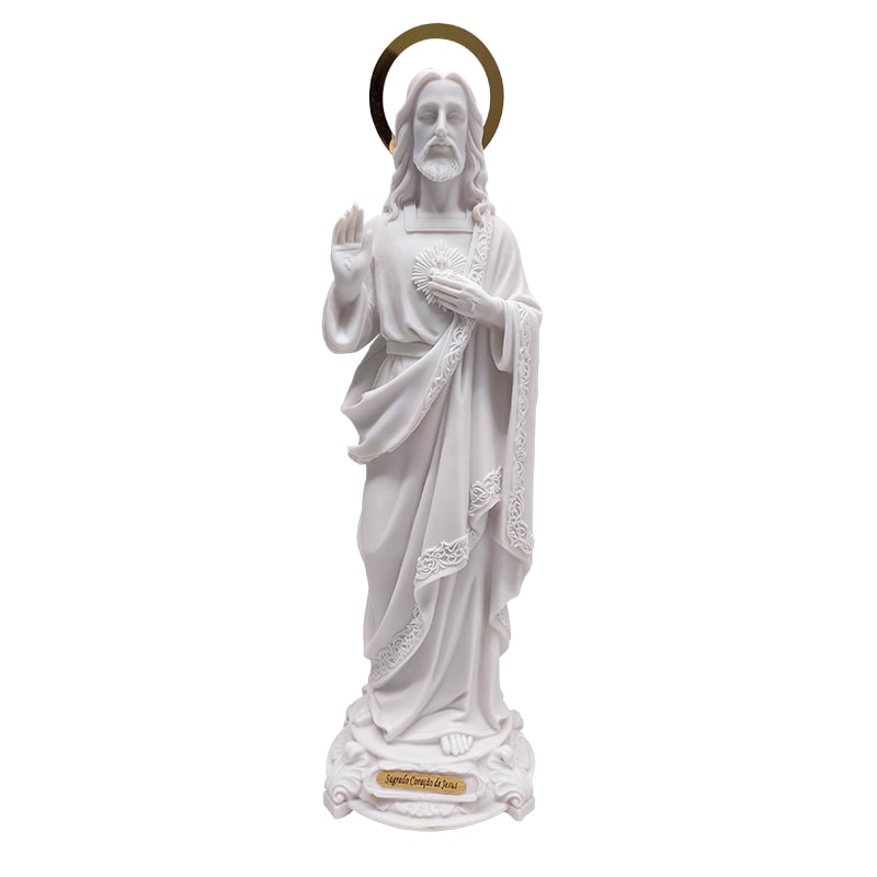 IMAGEM SAGRADO CORACAO DE JESUS 35 CM DE ALTURA C/AUREOLA RESINA