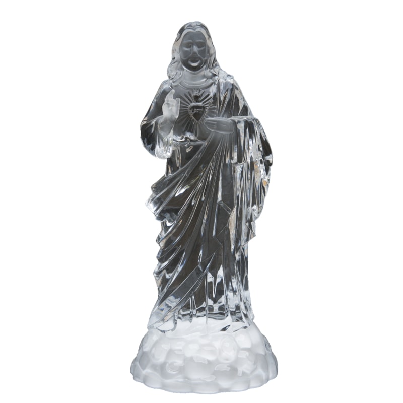 IMAGEM SAGRADO CORAÇÃO DE JESUS ACRÍLICO COM LUZ 20CM DE ALTURA