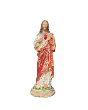 IMAGEM SAGRADO CORAÇÃO DE JESUS, BORDADO, RESINA, 64CM