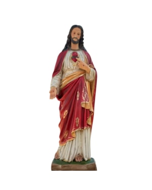 IMAGEM SAGRADO CORAÇÃO DE JESUS, ENVELHECIDO, RESINA, 100CM