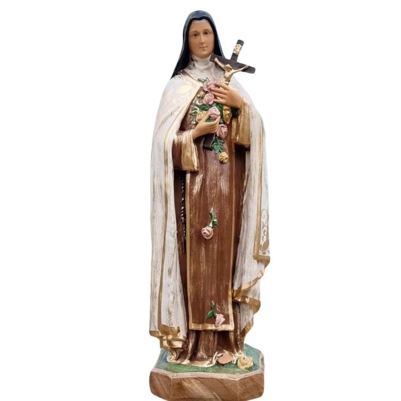 IMAGEM SANTA TERESINHA, ENVELHECIDA, RESINA, 60CM