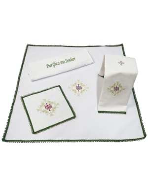 JOGO DE ALTAR IHS BRANCO E VERDE