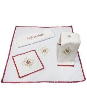 JOGO DE ALTAR JHS BRANCO E VERMELHO