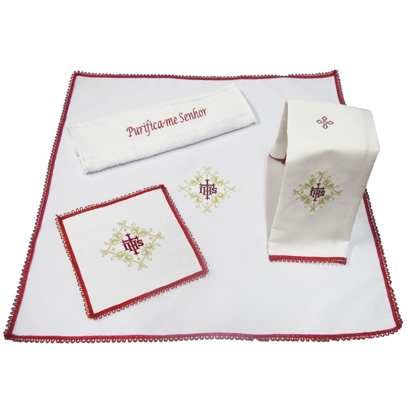 JOGO DE ALTAR JHS BRANCO E VERMELHO