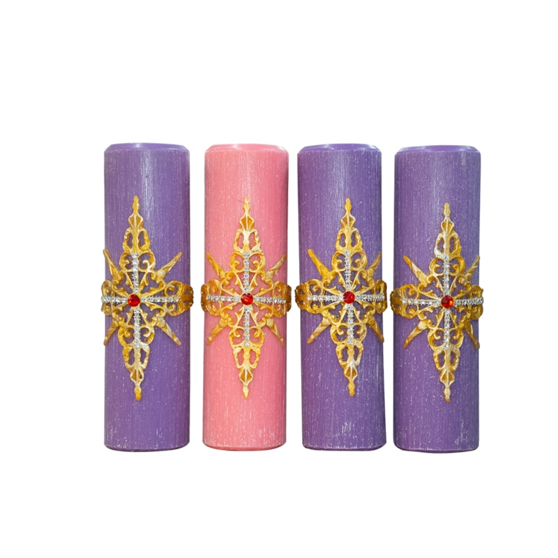 KIT ADVENTO ESTRELA DE NATAL 25X7 ROXO E ROSA