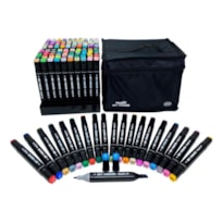 Kit Art Marker 120 Cores - Canetas Marcadoras Ponta Dupla com Bolsa Organizadora