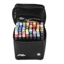 KIT ART MARKER 48 CORES - CANETAS MARCADORAS PONTA DUPLA COM BOLSA ORGANIZADORA