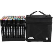 Kit Art Marker 80 Cores - Canetas Marcadoras Ponta Dupla com Bolsa Organizadora
