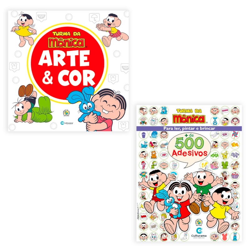 KIT ARTE E COR TURMA DA MÔNICA E 500 ADESIVOS TURMA DA MÔNICA