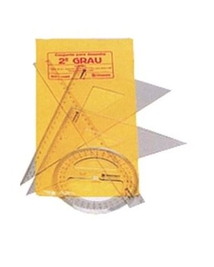 KIT BANDEIRANTES ESQUADRO 45°//60°TRANSFERIDOR 360°