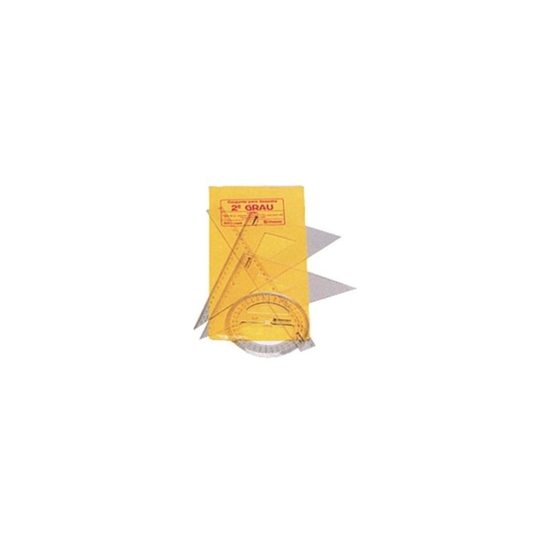 KIT BANDEIRANTES ESQUADRO 45°//60°TRANSFERIDOR 360°