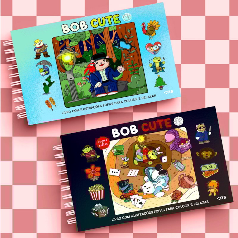 KIT BOB CUTE CAPA DURA - CAPA DURA AZUL + CAPA DURA PRETO: ACOMPANHA FOLHA DE ACETATO