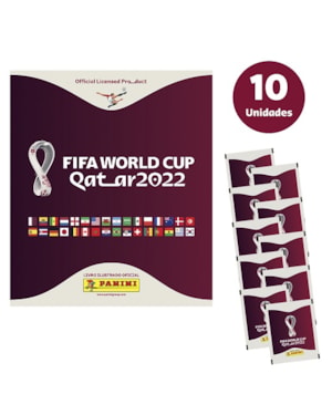 KIT C/ 1 ÁLBUM BROCHURA + 10 ENVELOPES DE FIGURINHAS DA COPA DO MUNDO QATAR 2022