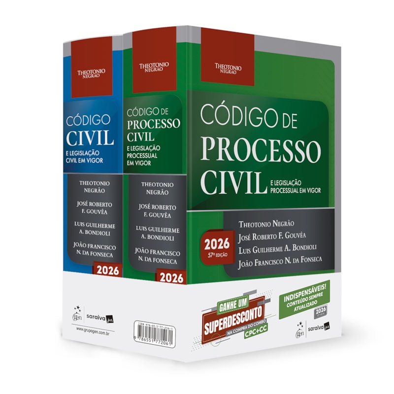 KIT CÓDIGO CIVIL E PROCESSO CIVIL - LEGISLAÇÃO PROCESSUAL EM VIGOR - 18ª EDIÇÃO 2026