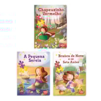 KIT CONTOS DE FADAS COM QUEBRA-CABEÇAS: CHAPEUZINHO VERMELHO, A PEQUENA SEREIA E BRANCA DE NEVE