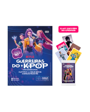 KIT DE 10 ENVELOPES COM 50 CROMOS DO LIVRO ILUSTRADO OFICIAL GUERREIRAS DO KPOP