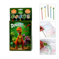 KIT DE LIVRO DINOSSAUROS - COM LÁPIS E 5 BORRACHAS PARA COLORIR CARTELA DE ADESIVOS