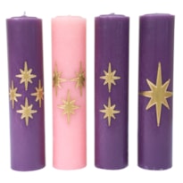 KIT DE VELAS PARA COROA DO ADVENTO 30CM ESCULPIDA MODELO ESTRELA - 03 ROXAS E 01 ROSA