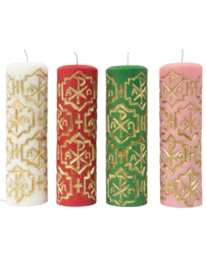 KIT DE VELAS PARA COROA DO ADVENTO ALFA E ÔMEGA 22X7