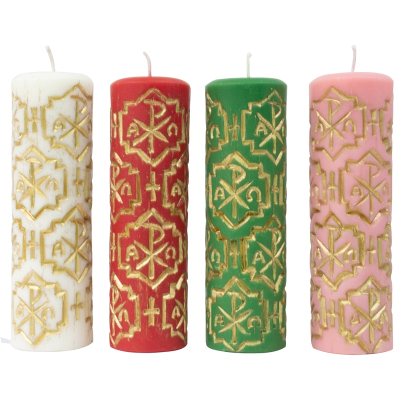 KIT DE VELAS PARA COROA DO ADVENTO ALFA E ÔMEGA 22X7