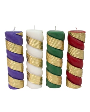KIT DE VELAS PARA COROA DO ADVENTO TORNEADA 22X7