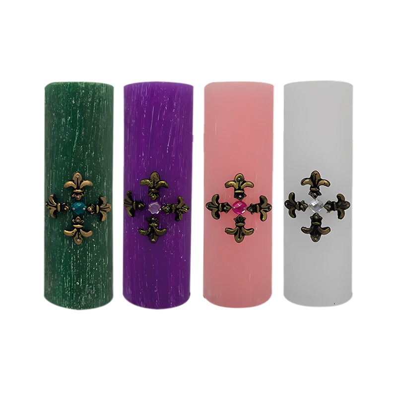 KIT DO ADVENTO ESPERANÇA OURO VELHO VERDE, ROXO, ROSA E BRANCO 30X7CM