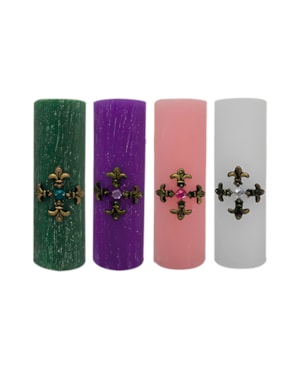 KIT DO ADVENTO ESPERANÇA OURO VELHO VERDE, ROXO, ROSA E BRANCO 30X7CM