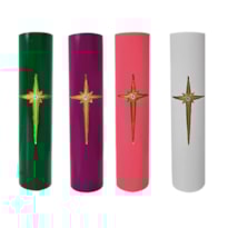 KIT DO ADVENTO ESTRELA SIMPLES VERDE, ROXO, ROSA E BRANCO 30X7CM