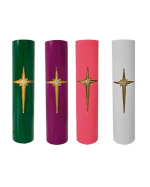 KIT DO ADVENTO ESTRELA SIMPLES VERDE, ROXO, ROSA E BRANCO 30X7CM