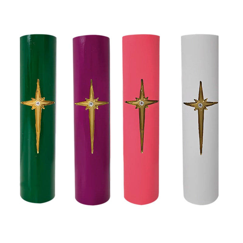 KIT DO ADVENTO ESTRELA SIMPLES VERDE, ROXO, ROSA E BRANCO 30X7CM