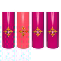 KIT DO ADVENTO FLOR DE LIZ 3 ROXAS E 1 ROSA 30X7CM