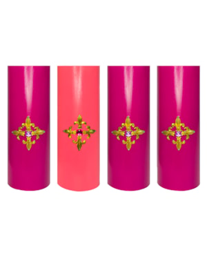 KIT DO ADVENTO FLOR DE LIZ 3 ROXAS E 1 ROSA 30X7CM