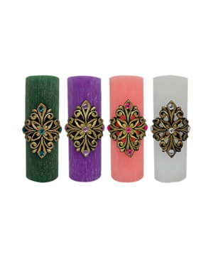 KIT DO ADVENTO LOSANGO OURO VELHO VERDE, ROXO, ROSA E BRANCO 30X7CM