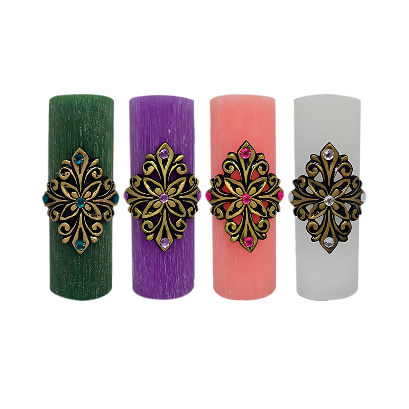 KIT DO ADVENTO LOSANGO OURO VELHO VERDE, ROXO, ROSA E BRANCO 30X7CM