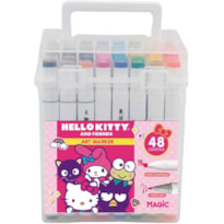 Kit Hello Kitty 48 Cores Art Marker - Canetas de Ponta Dupla com Estojo Acrílico