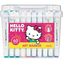 Kit Hello Kitty 60 Cores Art Marker - Canetas de Ponta Dupla com Estojo Acrílico