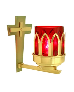 LÂMPADA DO SANTISSIMO DOURADA COM CRUZ ALTURA 11CM  LARGURA 14CM