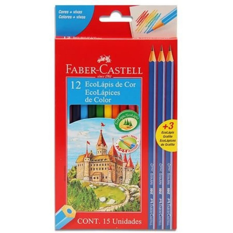 LÁPIS DE COR - 12 CORES - COM LÁPIS GRAFITE