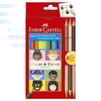 LAPIS DE COR FABER CASTELL CARAS E CORES COM 12 CORES+6 TONS DE PELE