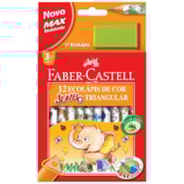 LÁPIS DE COR FABER CASTELL COM 12 CORES JUMBO TRIANGULAR KIT COM APONTADOR
