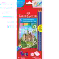 LÁPIS DE COR FABER CASTELL COM 12 CORES TRIANGULAR KIT 2 LÁPIS E APONTADOR