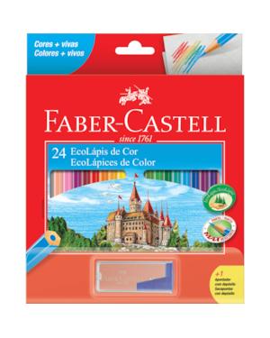 LÁPIS DE COR FABER CASTELL COM 24 CORES COM APONTADOR